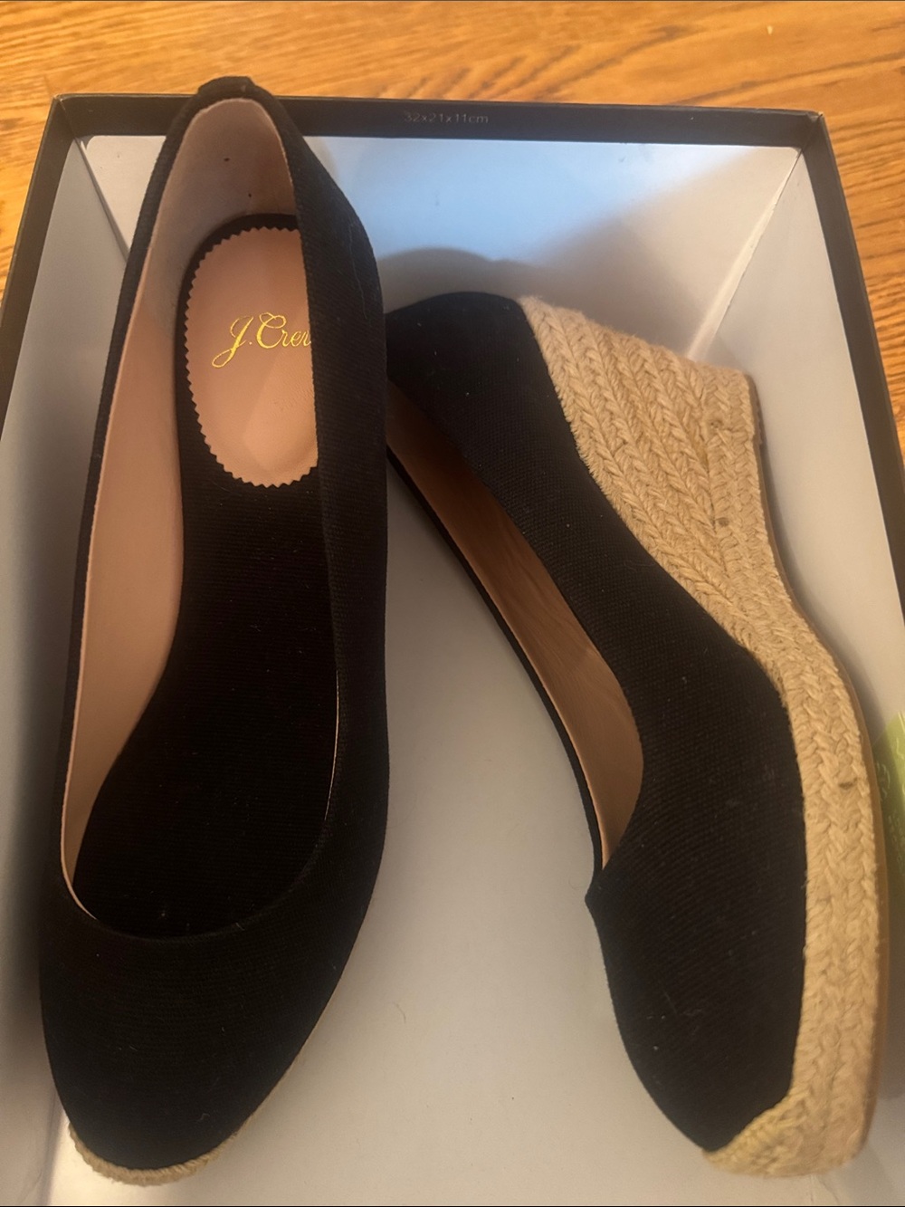 J. Crew Black Canvas Espadrille Wedge Shoes US women’s size 8.5 NEW NEVER WORN
